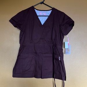 NEW Koi Katy Peterson Brown Scrub Top XS
